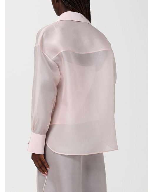Agnona Pink Silk Organza Shirt