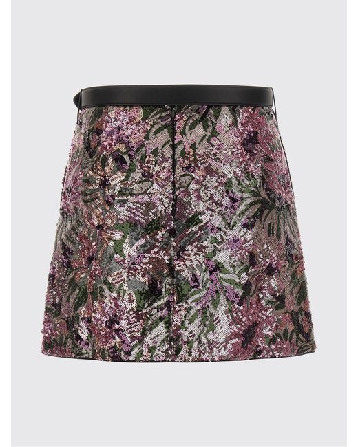 Self-Portrait Black Sequin Mini Skirt With Floral Motif