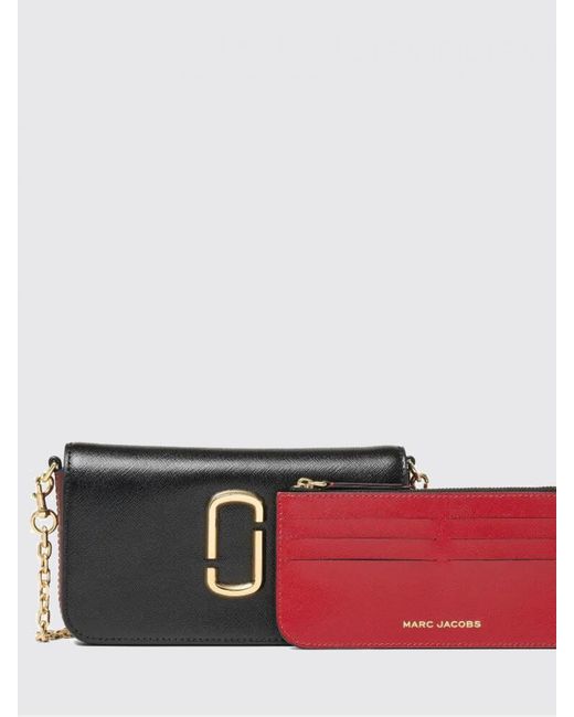 Marc Jacobs Black The Snapshot Leather Crossbody Bag With Double J Logo
