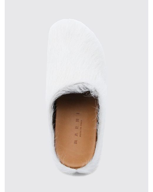 Marni White Calf Hair Mules