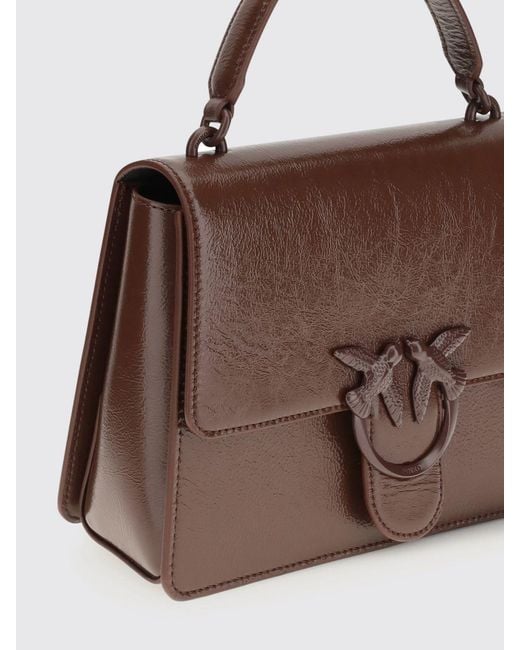 Pinko Brown Love One Classic Leather Bag