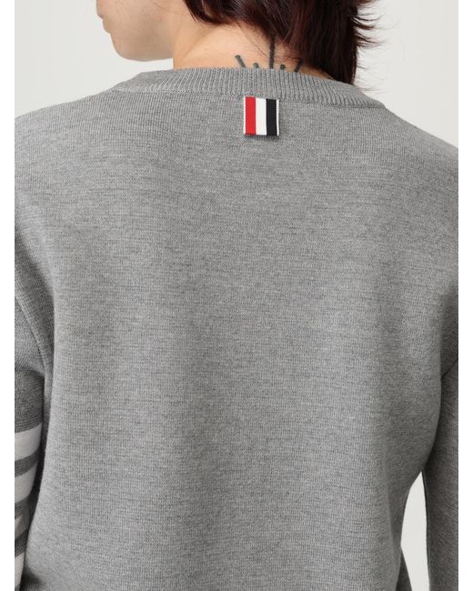 Thom Browne Gray Wool Crewneck Sweater With 4-Bar Stripe