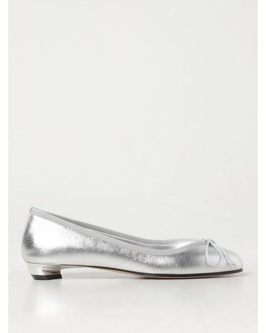 McQueen White Armadillo Leather Ballerina Flats