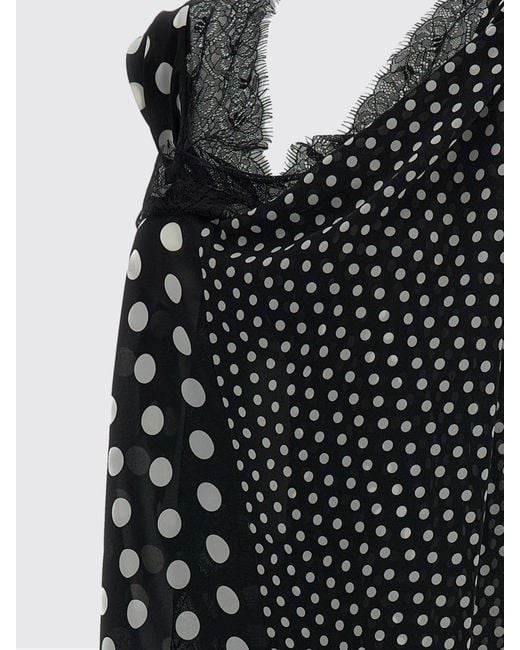 Junya Watanabe Blue Asymmetric Polka Dot Polyester Top With Lace Inserts