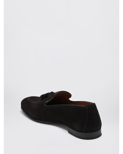 Doucal's Black Suede Loafers With Tassels for men
