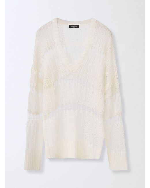 Fabiana Filippi Natural Perforated Wool Blend Pullover