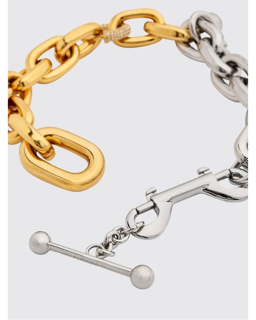 Rabanne Metallic Xl Link Bicolor Brass Necklace With Charms