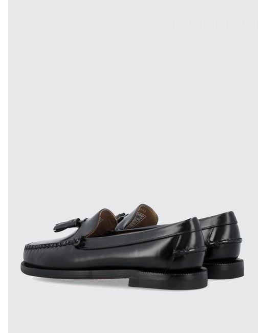 Sebago Black Classic Will Brushed Leather Loafers With Tassels