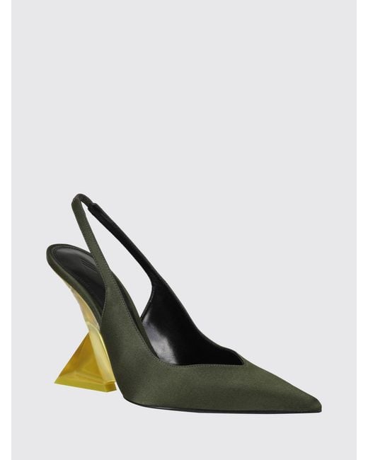 The Attico White Cheope Satin Slingback Pumps With A High Sculptural Wedge