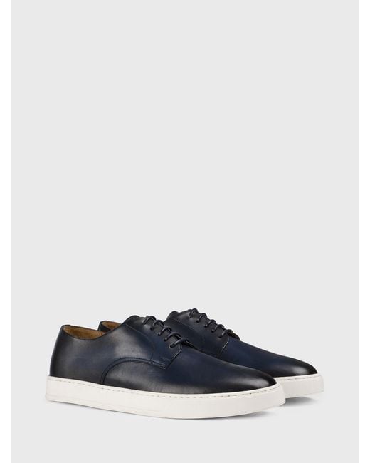 Doucal's Blue Leather Sneakers for men