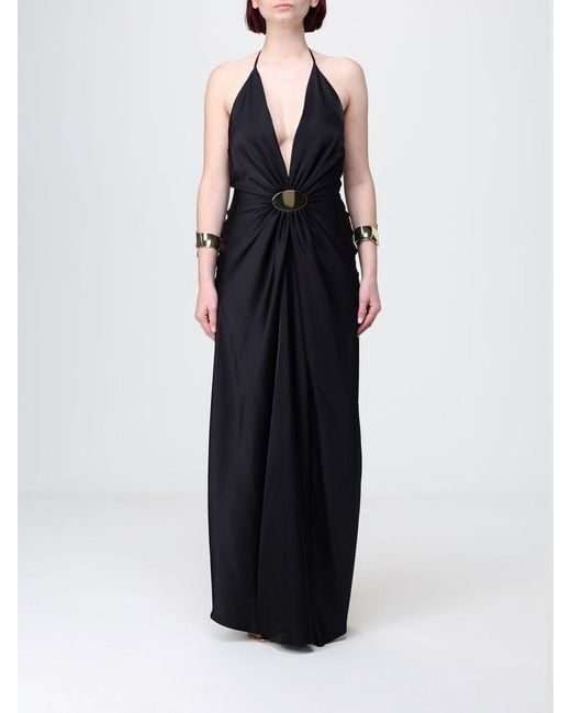 SIMONA CORSELLINI Black Satin Long Dress