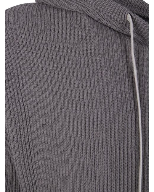Rick Owens Gray Hooded Cardigan for men