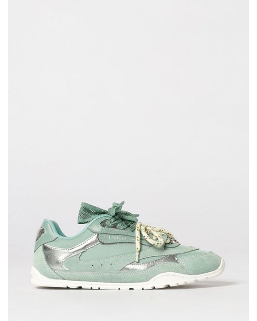 Pinko Green Yulia Leather And Nylon Sneakers