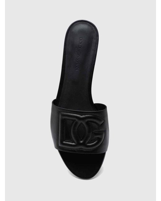 Dolce & Gabbana Black Dolce &Amp Gabbana Dg Leather Sandals