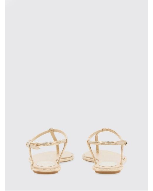 Rene Caovilla Natural Diana Nappa Leather Sandals With Rhinestones