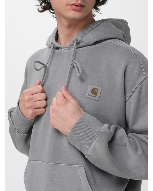 Carhartt Gray Cotton Logo Hoodie for men