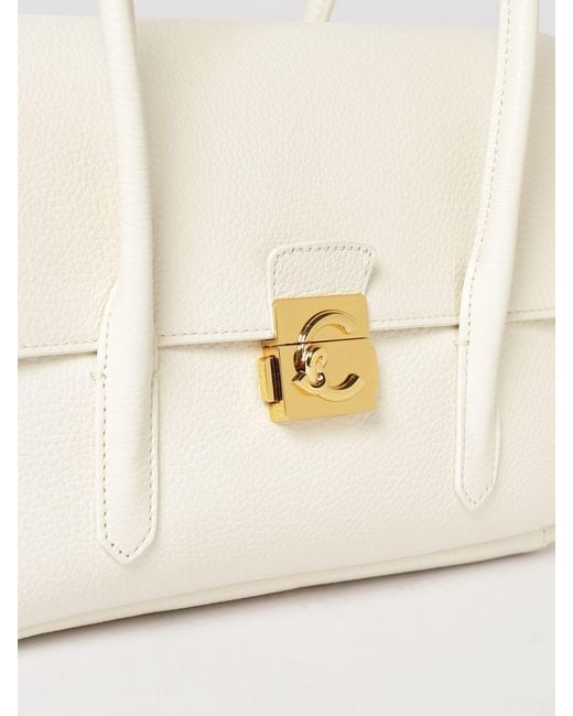 Coccinelle White C-Me Lock Hammered Leather Bag