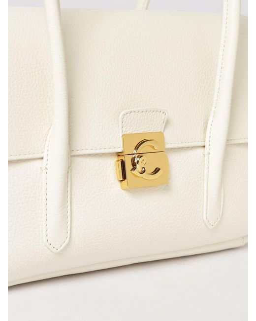 Coccinelle White C-Me Lock Hammered Leather Bag
