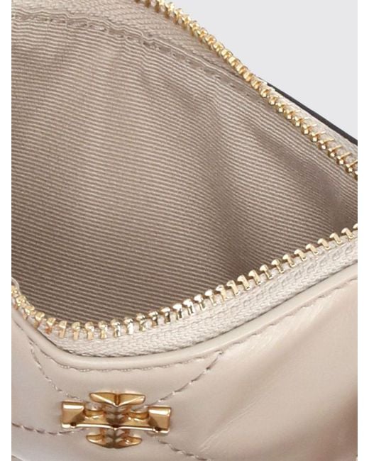 Tory Burch Natural Kira Diamond Quilted Leather Credit Card Holder