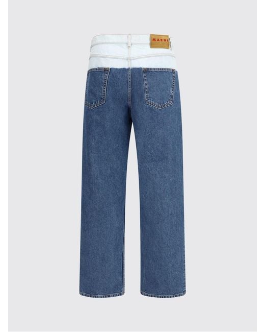 Marni Blue Wide Leg Cotton Jeans for men