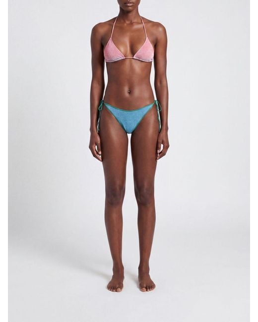 Oseree Pink Zebra-Print Triangle Bikini