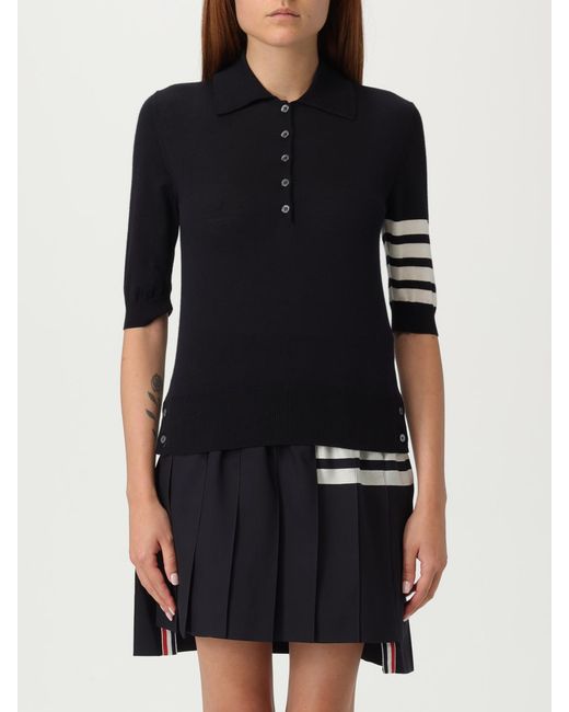 Thom Browne Black Wool Polo Shirt