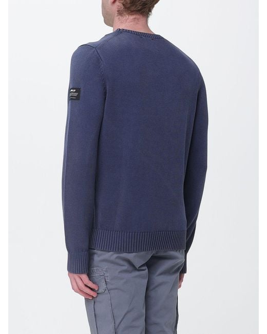 Ecoalf Blue Recycled Cotton Crew Neck Pullover for men