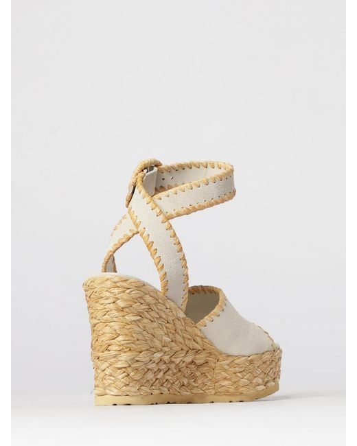 Paloma Barceló Natural Bicolor Suede And Raffia Wedge Sandals Paloma Barceló With Ankle Strap