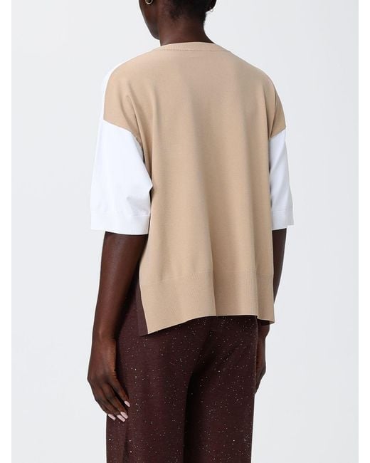 Kangra White Two-Tone Viscose Blend V-Neck Top