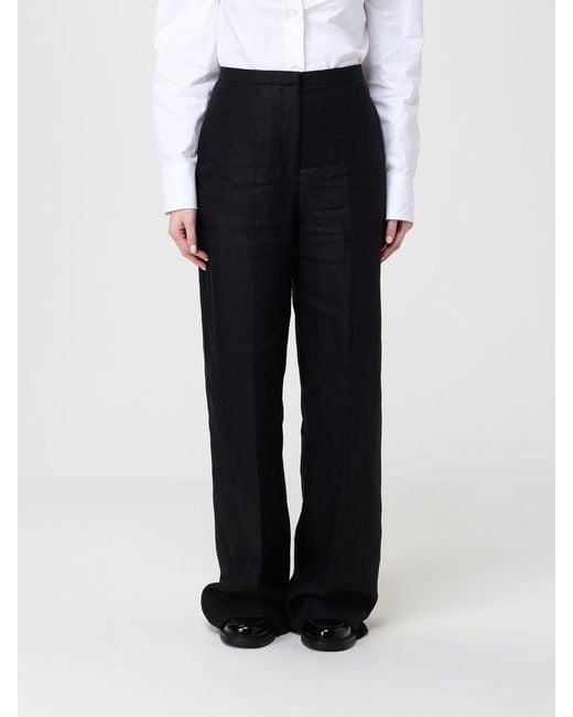 Agnona Black Linen And Cotton Blend Palazzo Trousers