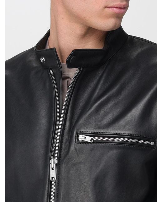 Belstaff Black Leather Track Racer Jacket for men