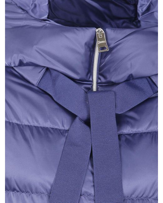 Herno Blue A-Shape Short Hooded Down Jacket