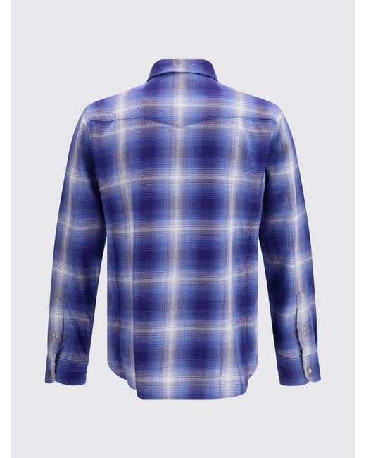Tom Ford Blue Check Cotton Shirt for men