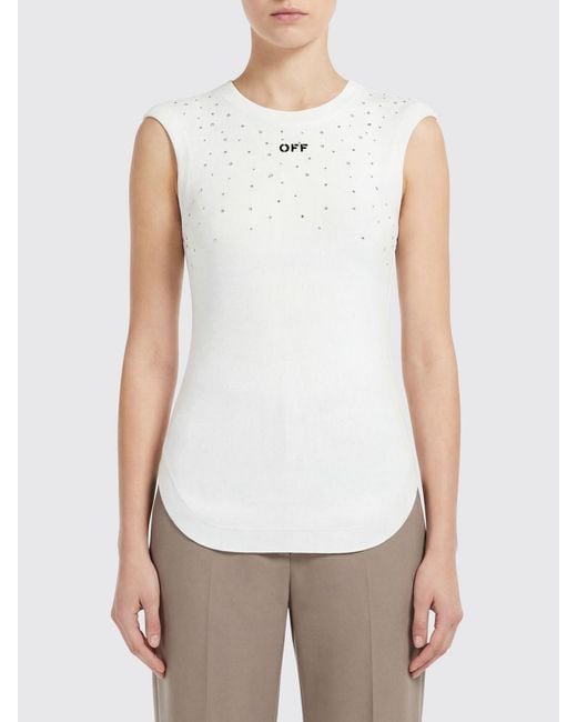 Top De Viscosa Con Strass Off-White c/o Virgil Abloh de color White