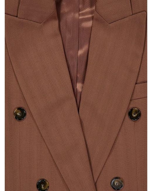 Stella McCartney Brown Double-Breasted Viscose Blazer