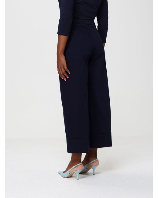 PT Torino Blue Cotton Twill Cropped Trousers