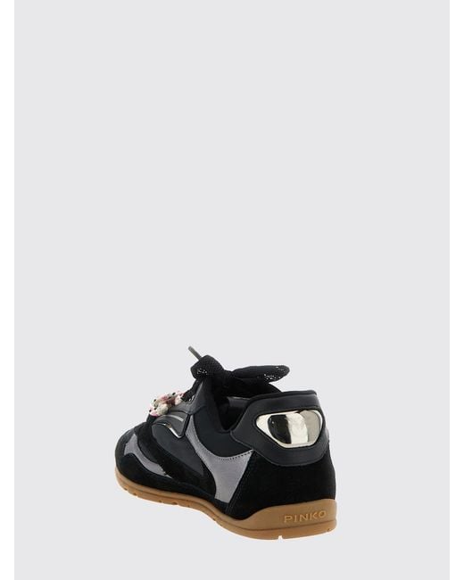 Pinko Black Yulia Leather And Nylon Sneakers