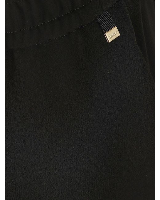 Herno Black High-Waisted Jersey Palazzo Trousers With Drawstring
