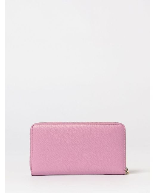 Coccinelle Pink Metallic Soft Grained Leather Wallet