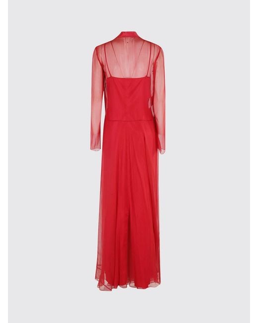 Alberta Ferretti Red Long Sleeve Dress