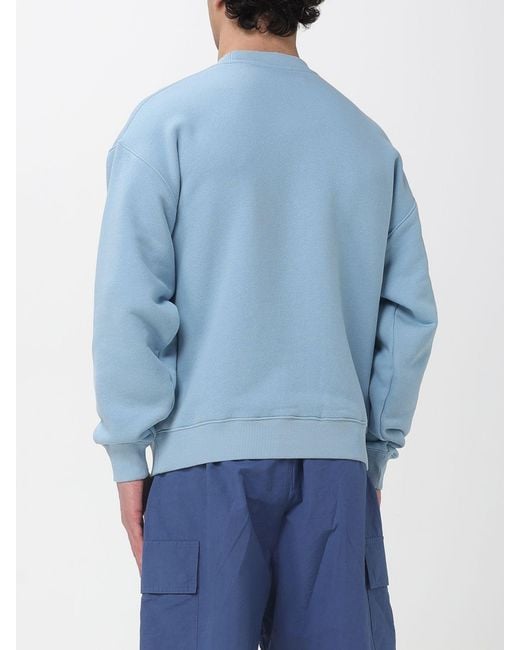 Autry Blue Cotton Crewneck Sweatshirt With Logo for men