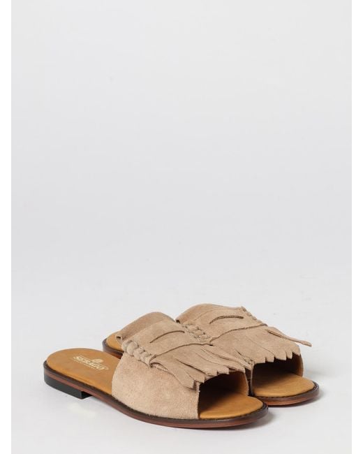 Sebago Natural Suede Mules With Fringes