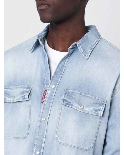 DSquared² Blue Cotton Denim Shirt for men
