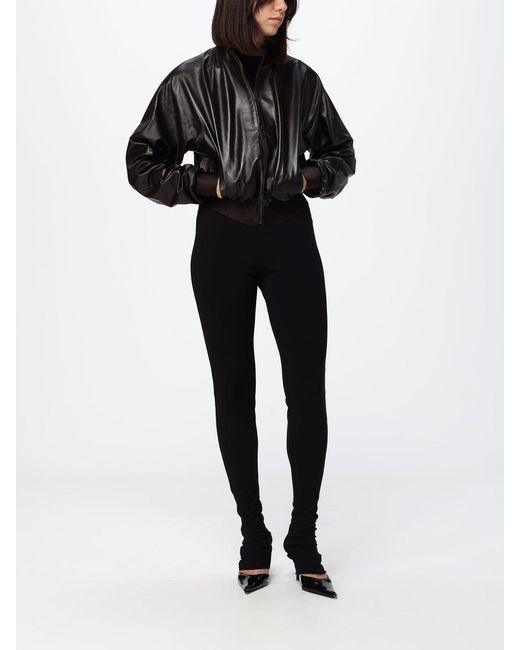 Gucci Black Nappa Leather Bomber Jacket With High Collar And Zip Closure