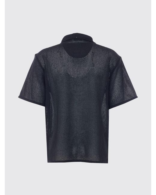 DUNST Black Crochet Knit Shirt for men