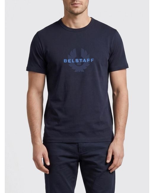 Belstaff Blue Surface Crew Neck T-Shirt With Logo for men