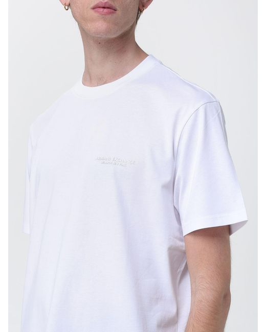 ARMANI EXCHANGE White Crew Neck Cotton T-Shirt With Logo for men