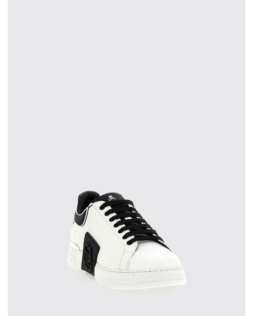 Philipp Plein White Phantom Kick$ Leather Sneakers for men