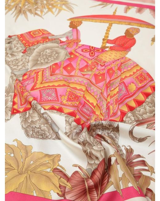 Ferragamo Pink India Print Silk Foulard