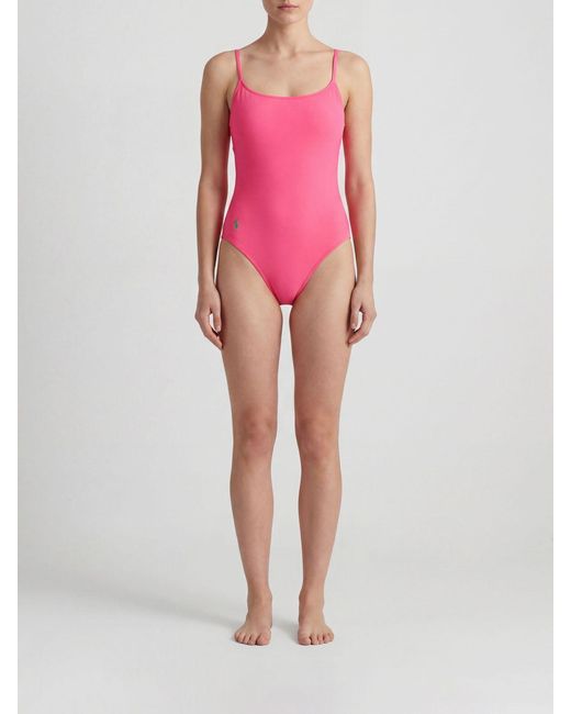 Polo Ralph Lauren Pink Recycled Stretch Nylon One-Piece Swimsuit